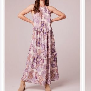 Band of The Free Liliane Purple Paisley Tiered Maxi Dress